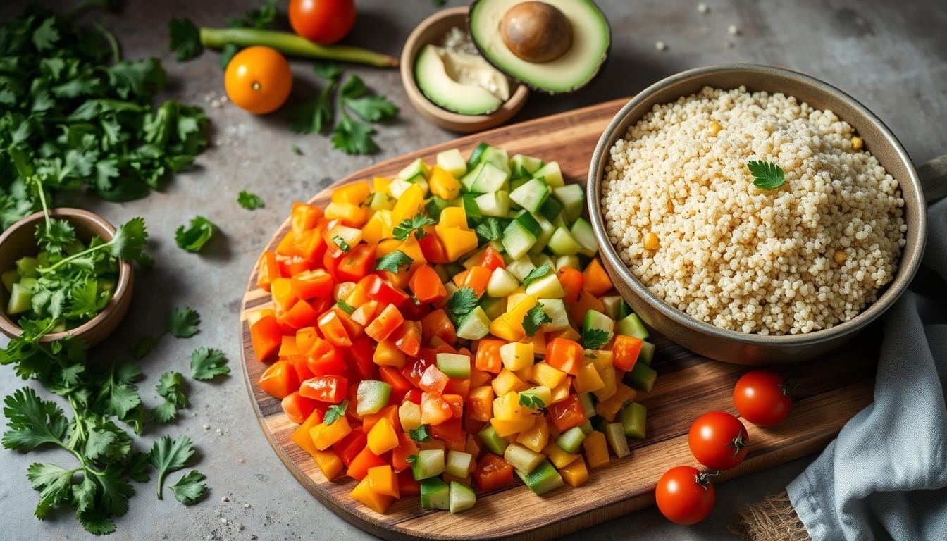 quinoa bowl preparation